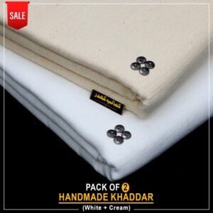 Pack Of 2 (White + Cream) Handmade Khaddar