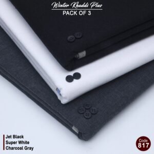 Pack Of 3 (Jet Black+Super White+Charcoal Gray) KK-817
