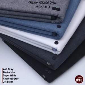 Pack Of 5 (Ash Grey+Denim Blue+Super White+Charcoal Grey+Jet Black) KK-835